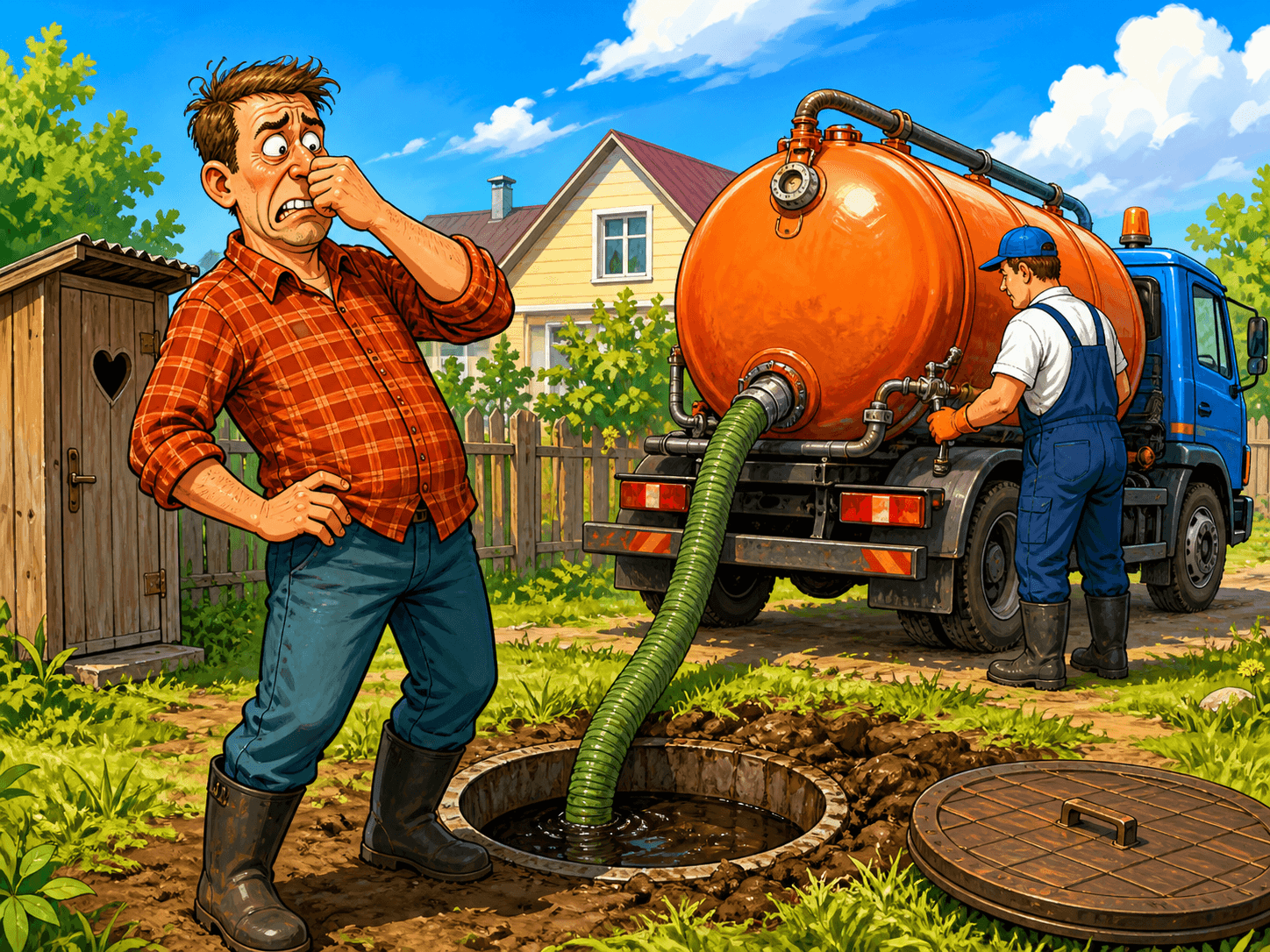 Иллюстрация откачка выгребной ямы - Биосептик72